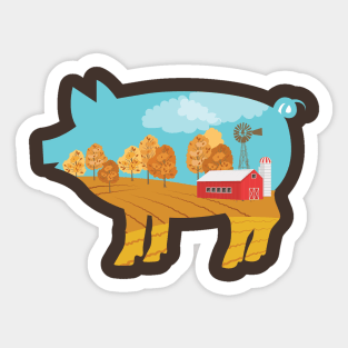 Farm Double Exposure Sticker